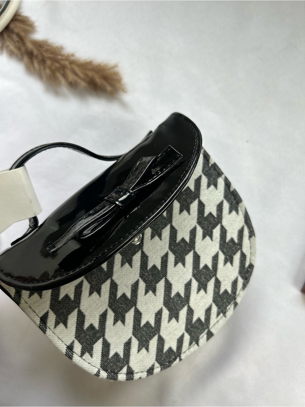 rachel zoe Black & White Houndstooth Mini Top-Handle Bag new - Picture 3 of 8